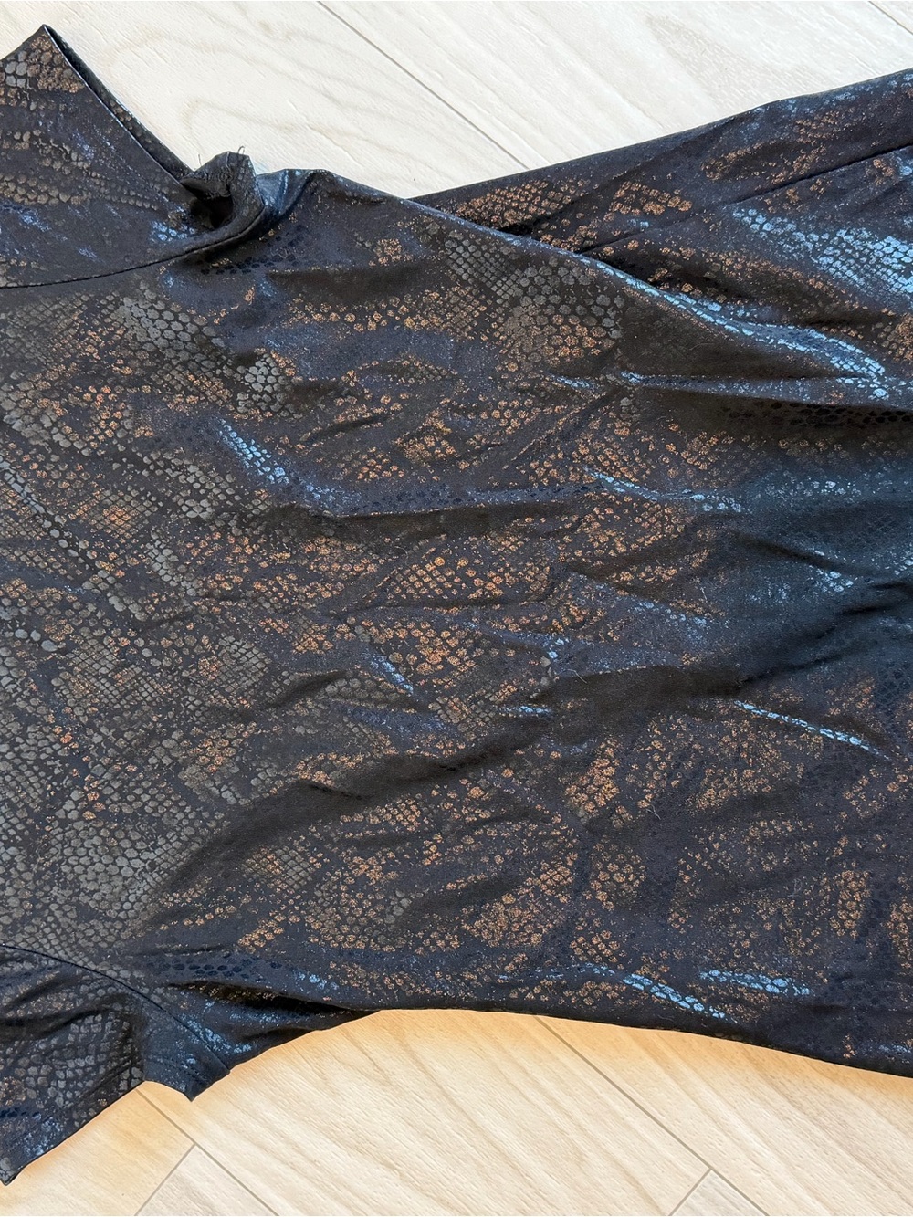 White House Black Market Black Metallic Snake-Print Top
